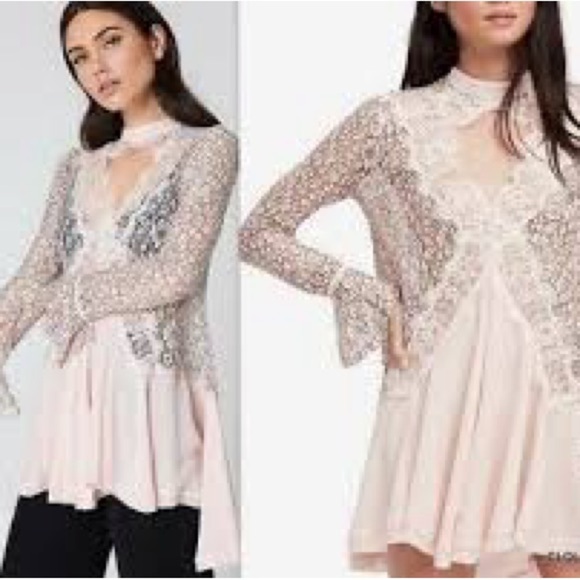 Free People Tell Tale Lace Tunic Size Medium Boho Balletcore - Picture 3 of 9